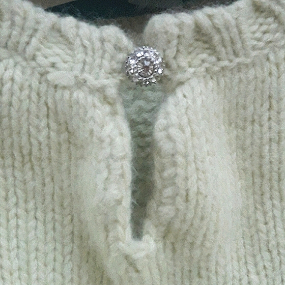 Cashmere Wool Angora Sweater Cable Knit Sage Green - Picture 3 of 16